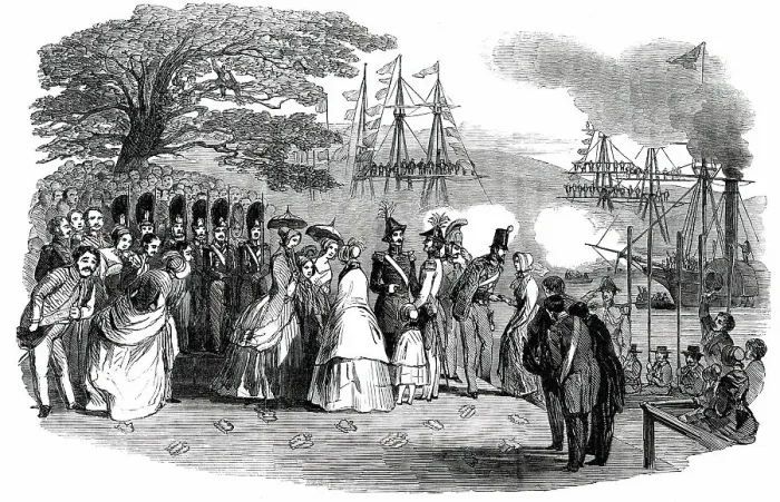 Framed Print : Landing, at Stockholm, of her Royal Highness the Princess Louisa... 1850. Creator: Unknown Framed Print : Landing, at Stockholm, of her Royal Highness the Princess Louisa... 1850. Creator: Unknown