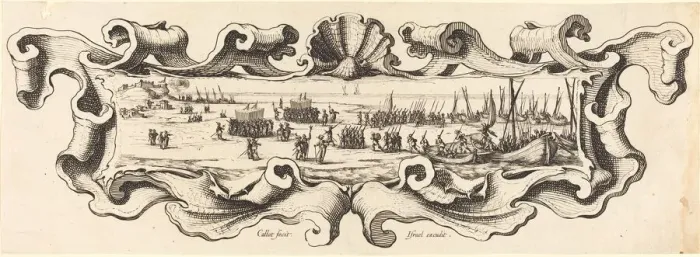 Framed Print : The Landing of the Troops, probably 1628 / 1631. Creator: Jacques Callot Framed Print : The Landing of the Troops, probably 1628 / 1631. Creator: Jacques Callot