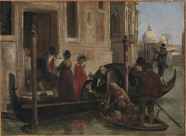 Landing in Venice. In the Distance S. Maria delle Salute, 1852-1855. Creator: Wilhelm Marstrand
