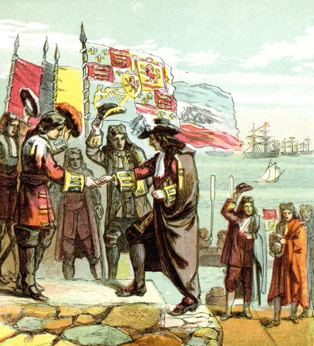 Framed Print : Landing of William Orange, 1688 (c1850s)