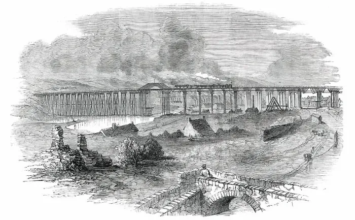 Framed Print : The Landore Viaduct, near Swansea, 1850. Creator: Unknown Framed Print : The Landore Viaduct, near Swansea, 1850. Creator: Unknown