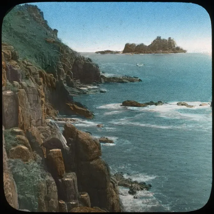 Framed Print : Lands End, Cornwall, late 19th or early 20th century. Artist: Church Army Lantern Department Framed Print : Lands End, Cornwall, late 19th or early 20th century. Artist: Church Army Lantern Department