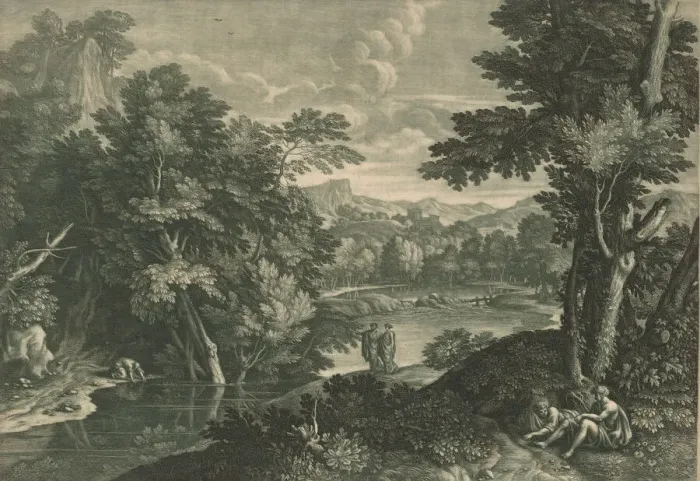 Framed Print : Landscape, 1733 / 1742. Creator: Elisha Kirkall Framed Print : Landscape, 1733 / 1742. Creator: Elisha Kirkall