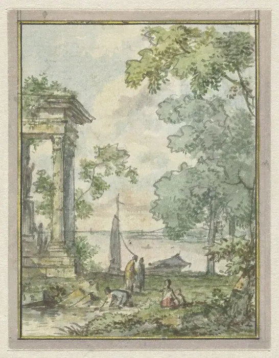 Framed Print : Landscape, 1752-1819. Creators: Juriaan Andriessen, Isaac de Moucheron Framed Print : Landscape, 1752-1819. Creators: Juriaan Andriessen, Isaac de Moucheron