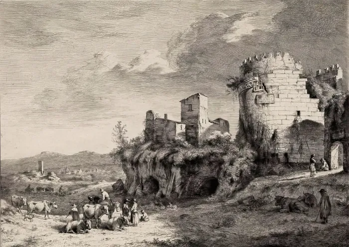 Framed Print : Landscape, 1780. Creator: Jean-Jacques de Boissieu Framed Print : Landscape, 1780. Creator: Jean-Jacques de Boissieu