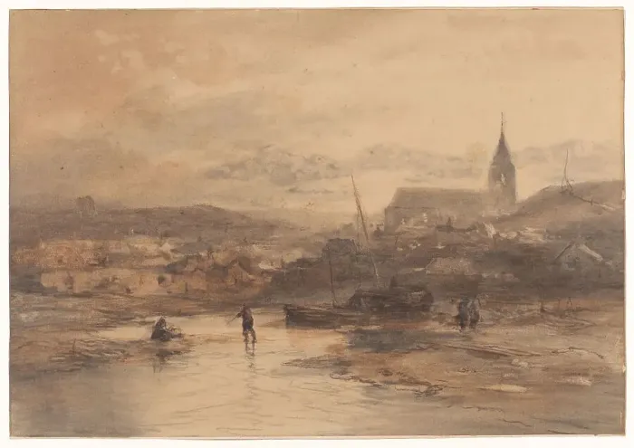 Framed Print : Landscape, 1823-1876. Creator: Salomon Leonardus Verveer Framed Print : Landscape, 1823-1876. Creator: Salomon Leonardus Verveer