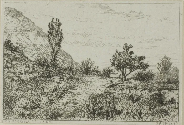 Framed Print : Landscape, 1844. Creator: Charles Emile Jacque Framed Print : Landscape, 1844. Creator: Charles Emile Jacque