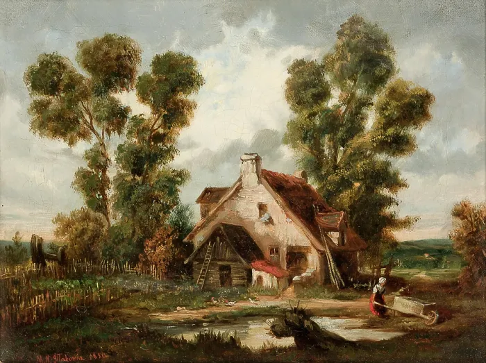 Framed Print : Landscape, 1850. Creator: Napoleon Illakowicz Framed Print : Landscape, 1850. Creator: Napoleon Illakowicz