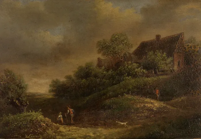 Framed Print : Landscape, 1871. Creator: Jozef Linnig Framed Print : Landscape, 1871. Creator: Jozef Linnig