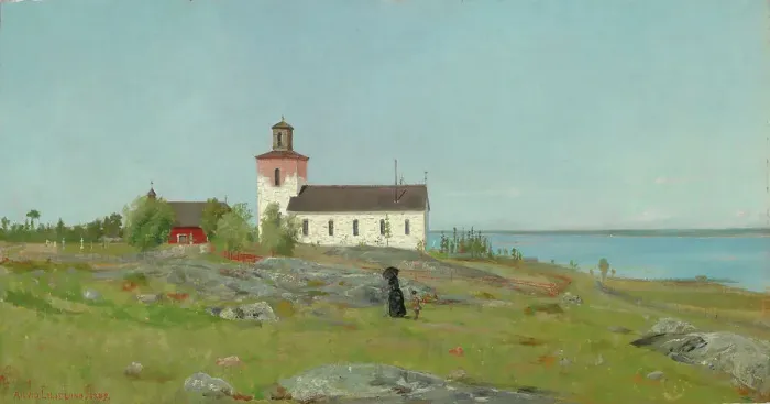 Framed Print : Landscape, 1889. Creator: Arvid Liljelund Framed Print : Landscape, 1889. Creator: Arvid Liljelund