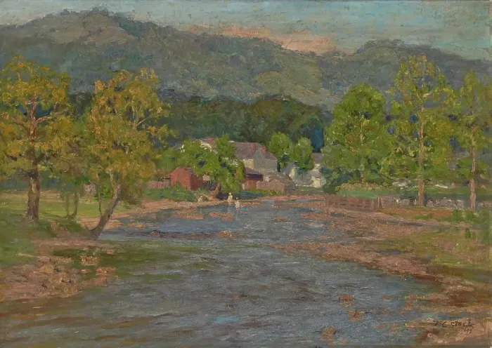 Framed Print : Landscape, 1899. Creator: Theodore Clement Steele Framed Print : Landscape, 1899. Creator: Theodore Clement Steele