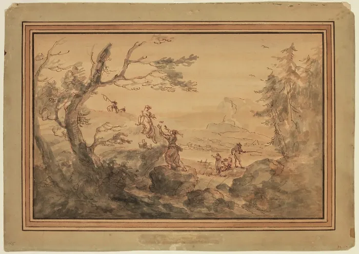 Framed Print : Landscape, 18th century. Creator: Francesco Zuccarelli Framed Print : Landscape, 18th century. Creator: Francesco Zuccarelli