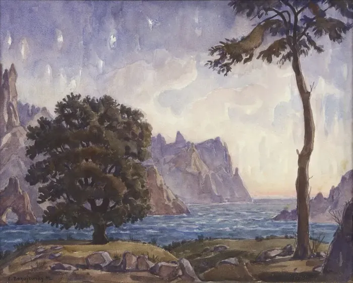 Framed Print : Landscape, 1942. Artist: Bogayevsky, Konstantin Fyodorovich (1872-1943) Framed Print : Landscape, 1942. Artist: Bogayevsky, Konstantin Fyodorovich (1872-1943)
