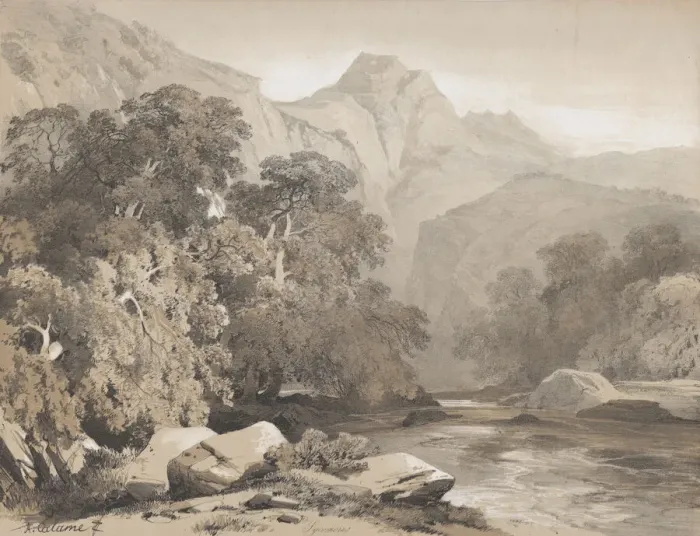 Framed Print : Landscape, 19th century. Creator: Alexandre Calame Framed Print : Landscape, 19th century. Creator: Alexandre Calame