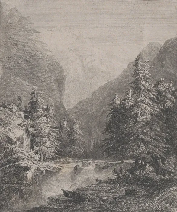 Framed Print : Landscape, 19th century. Creator: Alexandre Calame Framed Print : Landscape, 19th century. Creator: Alexandre Calame
