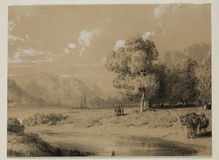 Framed Print : Landscape, 19th century. Creator: Eugene Edouard Soules Framed Print : Landscape, 19th century. Creator: Eugene Edouard Soules