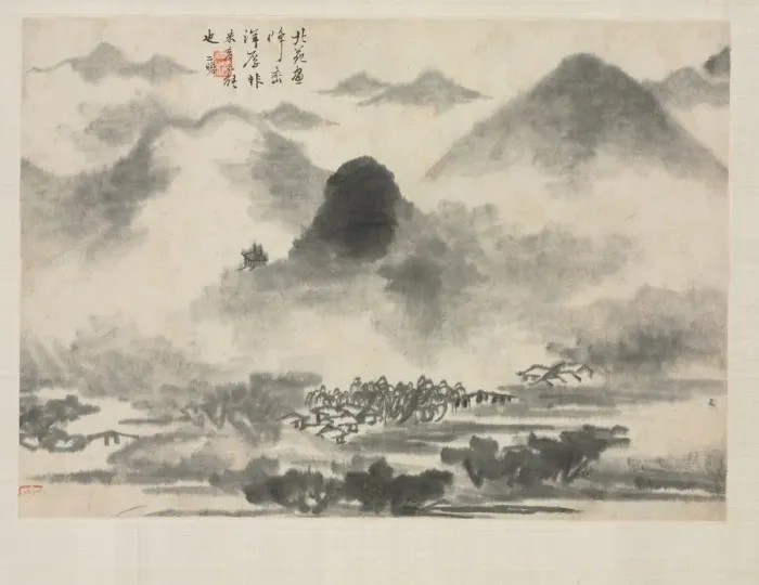 Framed Print : Landscape Album in Various Styles: Landscape after Mi Fei, 1684. Creator: Zha Shibiao (Chinese Framed Print : Landscape Album in Various Styles: Landscape after Mi Fei, 1684. Creator: Zha Shibiao (Chinese