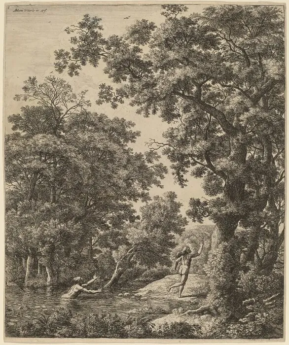 Framed Print : Landscape with Alpheus and Arethusa. Creator: Anthonie Waterloo Framed Print : Landscape with Alpheus and Arethusa. Creator: Anthonie Waterloo