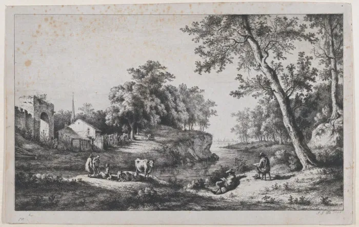 Framed Print : Landscape at Ambronay, 1796. Creator: Jean-Jacques de Boissieu Framed Print : Landscape at Ambronay, 1796. Creator: Jean-Jacques de Boissieu