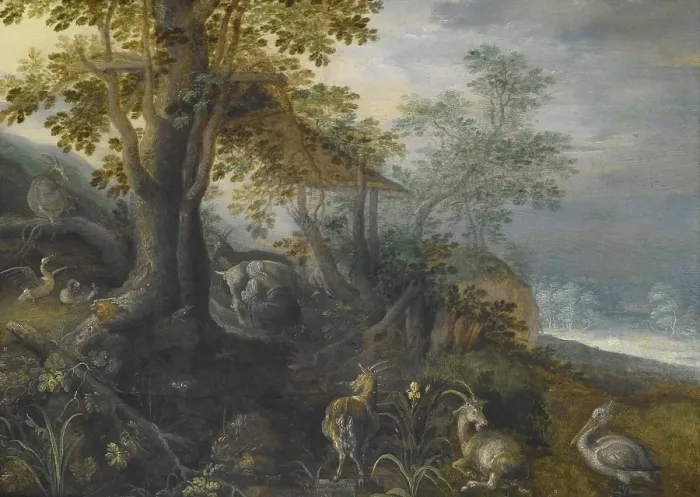 Framed Print : Landscape with Animals, about 1610. Creator: Roelandt Savery Framed Print : Landscape with Animals, about 1610. Creator: Roelandt Savery