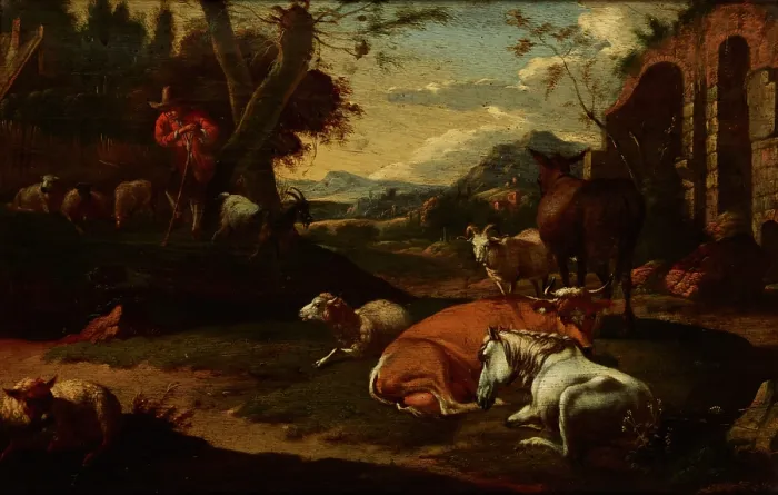 Framed Print : Landscape with Animals, 1st half of 18th century. Creator: Michiel Carree Framed Print : Landscape with Animals, 1st half of 18th century. Creator: Michiel Carree