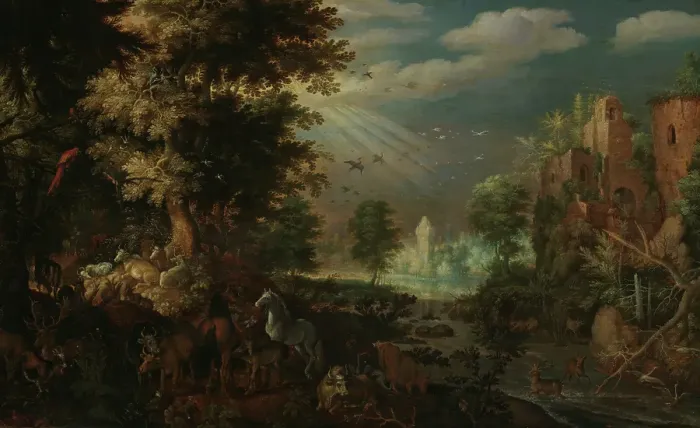 Framed Print : Landscape with Animals and Ruins, c1616. Creator: Roelandt Savery Framed Print : Landscape with Animals and Ruins, c1616. Creator: Roelandt Savery