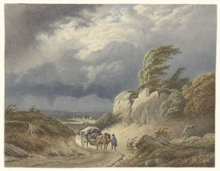 Framed Print : Landscape with approaching storm, 1849-1917. Creator: Matthijs Maris Framed Print : Landscape with approaching storm, 1849-1917. Creator: Matthijs Maris