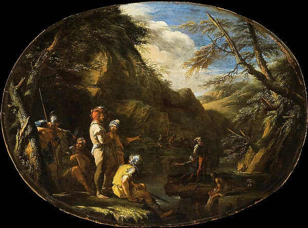 Landscape with Armed Men, c1640. Creator: Salvator Rosa