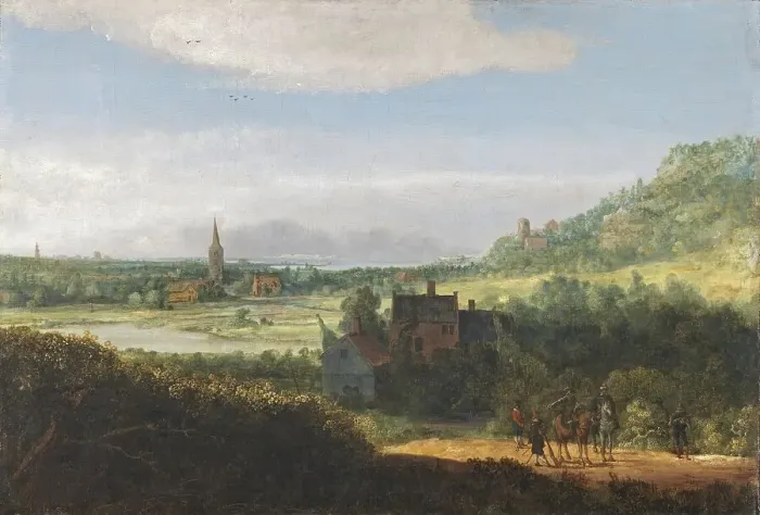 Framed Print : Landscape with Armed Men, unknown date. Creator: Hercules Seghers Framed Print : Landscape with Armed Men, unknown date. Creator: Hercules Seghers