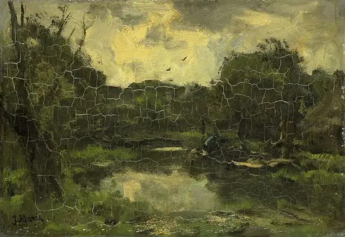 Framed Print : Landscape with barge, c.1886. Creator: Jacob Henricus Maris Framed Print : Landscape with barge, c.1886. Creator: Jacob Henricus Maris