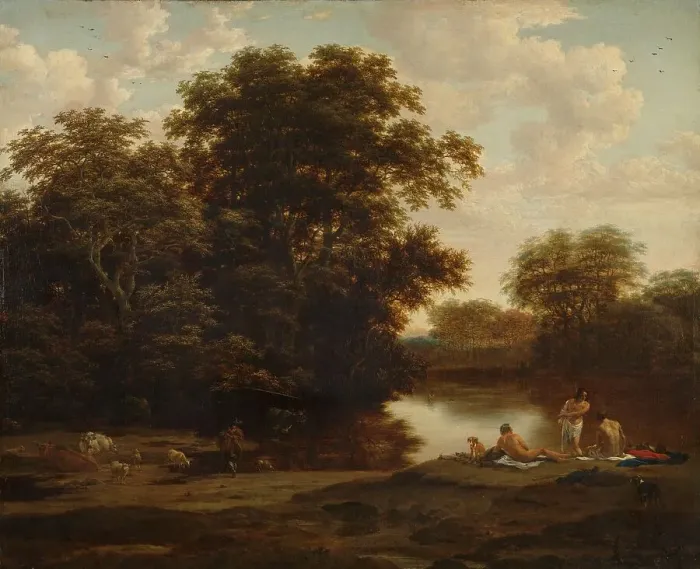 Framed Print : Landscape with Bathers, c.1660. Creator: Joris van der Haagen Framed Print : Landscape with Bathers, c.1660. Creator: Joris van der Haagen