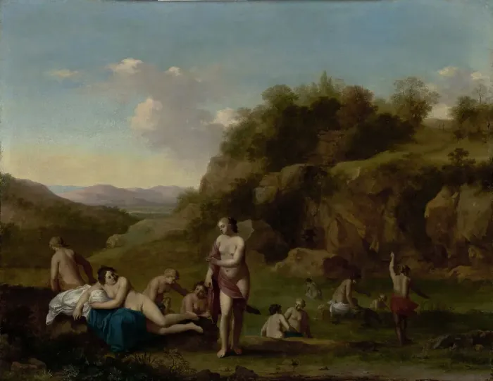 Framed Print : Landscape with Bathing Nudes, about 1640-1650. Creator: Cornelis van Poelenburgh Framed Print : Landscape with Bathing Nudes, about 1640-1650. Creator: Cornelis van Poelenburgh