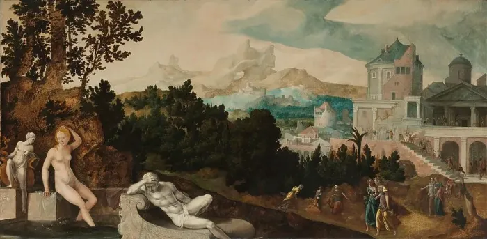 Framed Print : Landscape with Bathsheba, c.1540-c.1545. Creator: Jan van Scorel Framed Print : Landscape with Bathsheba, c.1540-c.1545. Creator: Jan van Scorel