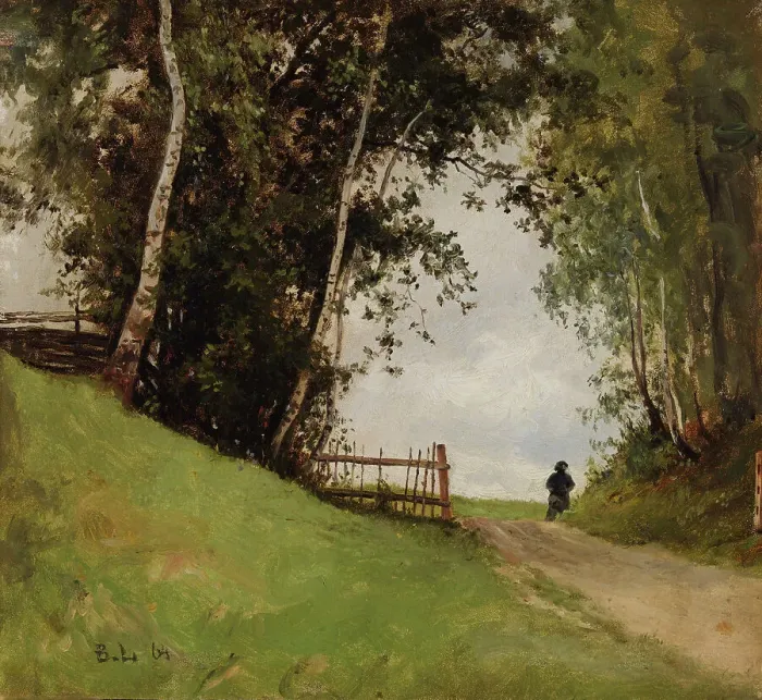 Framed Print : Landscape with Birch Trees, 1864. Creator: Berndt Lindholm Framed Print : Landscape with Birch Trees, 1864. Creator: Berndt Lindholm