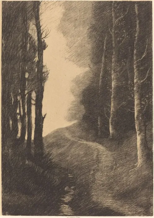 Framed Print : Landscape with Birch Trees (Le paysage aux bouleaux). Creator: Alphonse Legros Framed Print : Landscape with Birch Trees (Le paysage aux bouleaux). Creator: Alphonse Legros