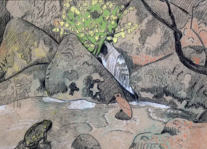 Framed Print : Landscape with a Bird and a Toad, c1883-1927. Artist: Paul Serusier