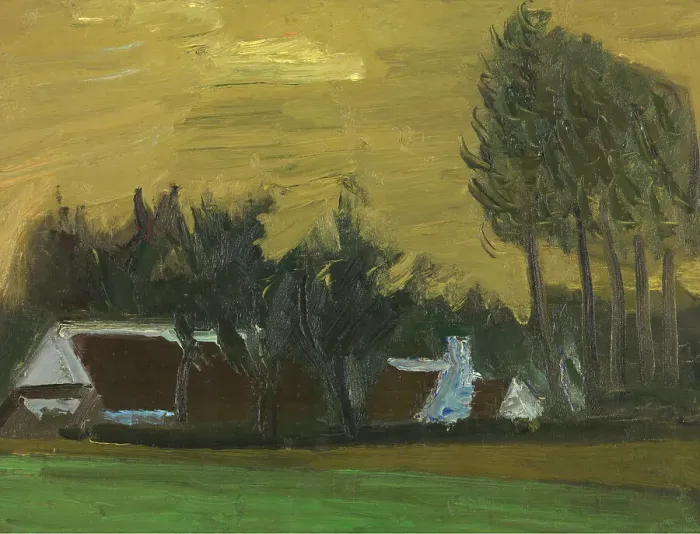 Framed Print : Landscape with Black Italian Poplars, 1942. Creator: Gustave De Smet Framed Print : Landscape with Black Italian Poplars, 1942. Creator: Gustave De Smet