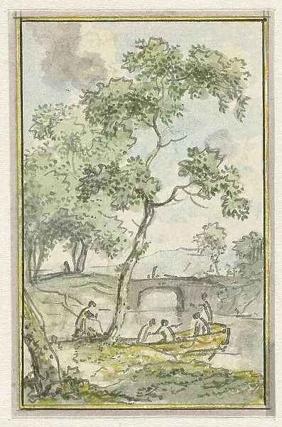 Landscape with a boat, 1752-1819. Creators: Juriaan Andriessen, Isaac de Moucheron