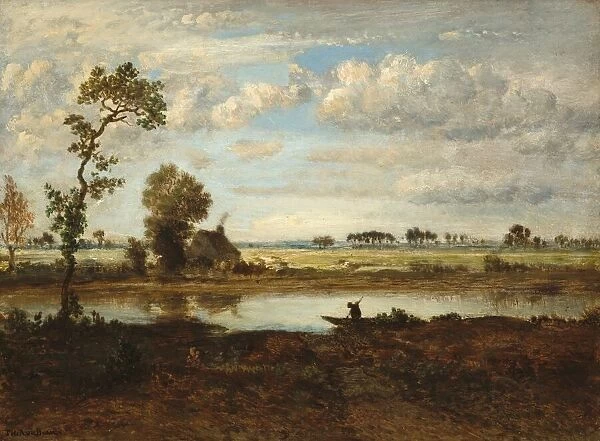 Landscape with Boatman, c. 1860. Creator: Theodore Rousseau