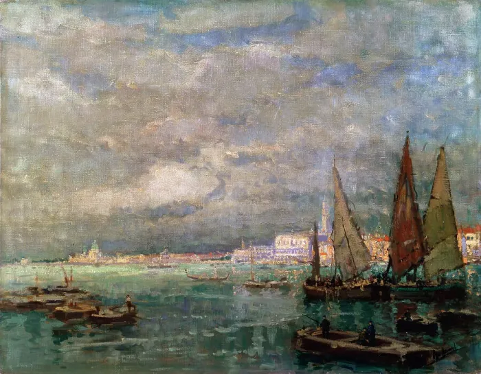 Framed Print : Landscape with Boats, late 19th or early 20th century. Artist: Karl Hagemeister Framed Print : Landscape with Boats, late 19th or early 20th century. Artist: Karl Hagemeister