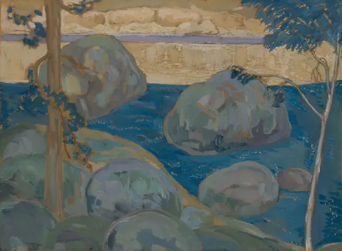 Framed Print : Landscape with boulders. Artist: Shkolnik, Iosiph Solomonovich (1883-1926) Framed Print : Landscape with boulders. Artist: Shkolnik, Iosiph Solomonovich (1883-1926)