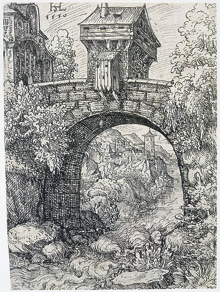 Landscape with Bridge, 1550. Artist: Hans Sebald Lautensack