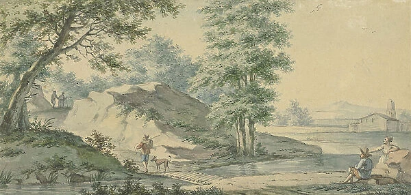 Landscape with a bridge, 1750-1818. Creator: Izaak Schmidt