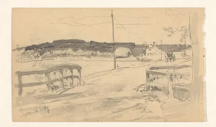Framed Print : Landscape with bridge and farms near Son, 1887. Creator: Jan Hoynck van Papendrecht Framed Print : Landscape with bridge and farms near Son, 1887. Creator: Jan Hoynck van Papendrecht
