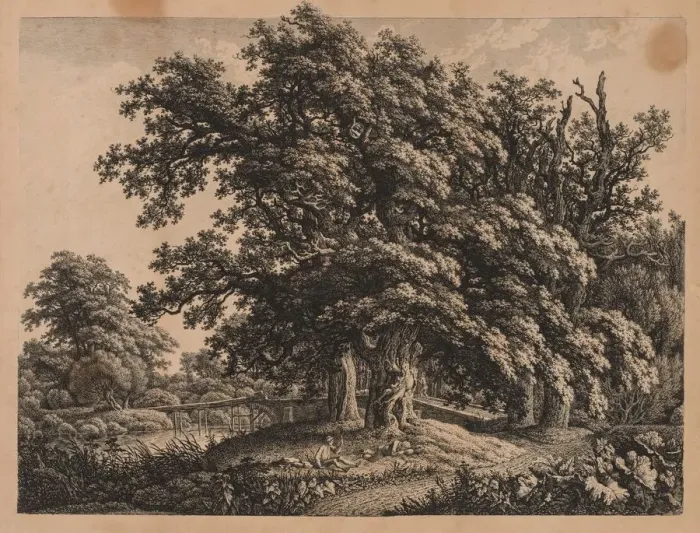 Framed Print : Landscape and Bridge with Three Figures. Creator: Carl Wilhelm I Kolbe (German, 1757-1835) Framed Print : Landscape and Bridge with Three Figures. Creator: Carl Wilhelm I Kolbe (German, 1757-1835)