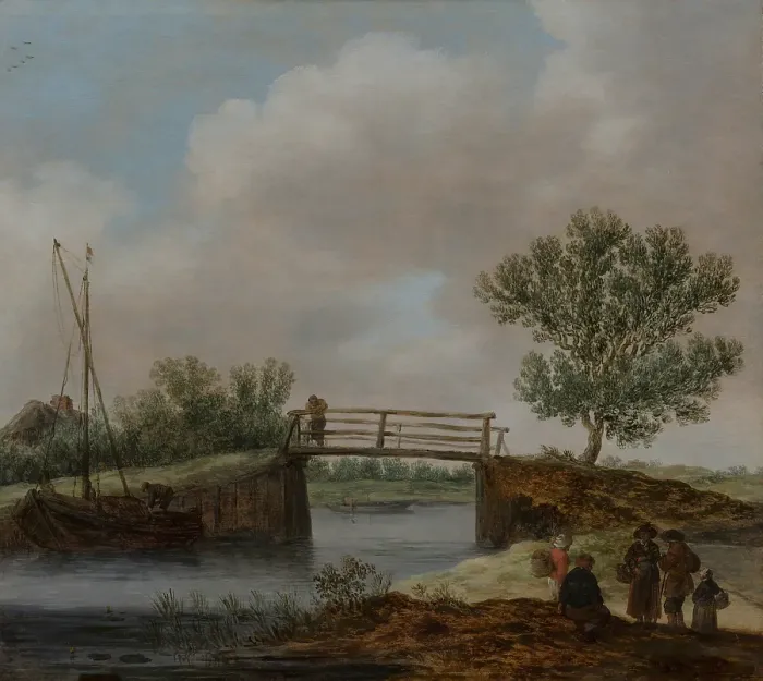 Framed Print : Landscape with Bridge, known as The Small Bridge, c1616-1656. Creator: Jan van Goyen Framed Print : Landscape with Bridge, known as The Small Bridge, c1616-1656. Creator: Jan van Goyen