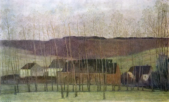 Framed Print : Landscape with Buildings, 1898. Artist: Fernand Maglin Framed Print : Landscape with Buildings, 1898. Artist: Fernand Maglin