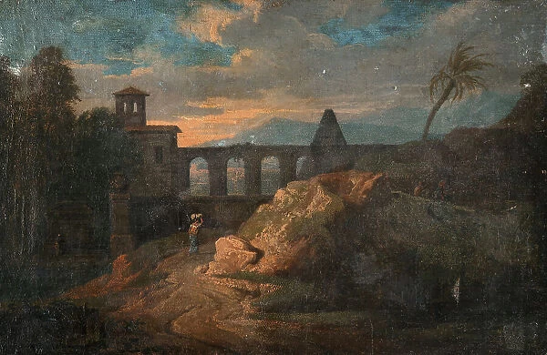 Landscape with Buildings and an Aqueduct, c17th century. Creator: Unknown