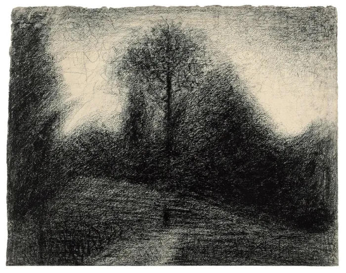 Framed Print : Landscape, c. 1881. Creator: Georges-Pierre Seurat Framed Print : Landscape, c. 1881. Creator: Georges-Pierre Seurat