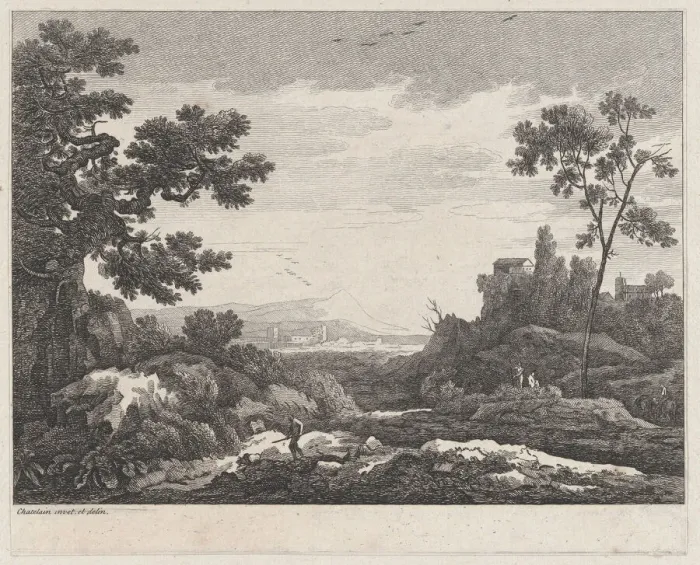 Framed Print : Landscape, ca. 1730-1758. Creator: Jean Baptiste Claude Chatelain